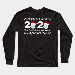 Christmas 2020 Quarantine Christmas Santa Face Wearing Mask Long Sleeve T-Shirt